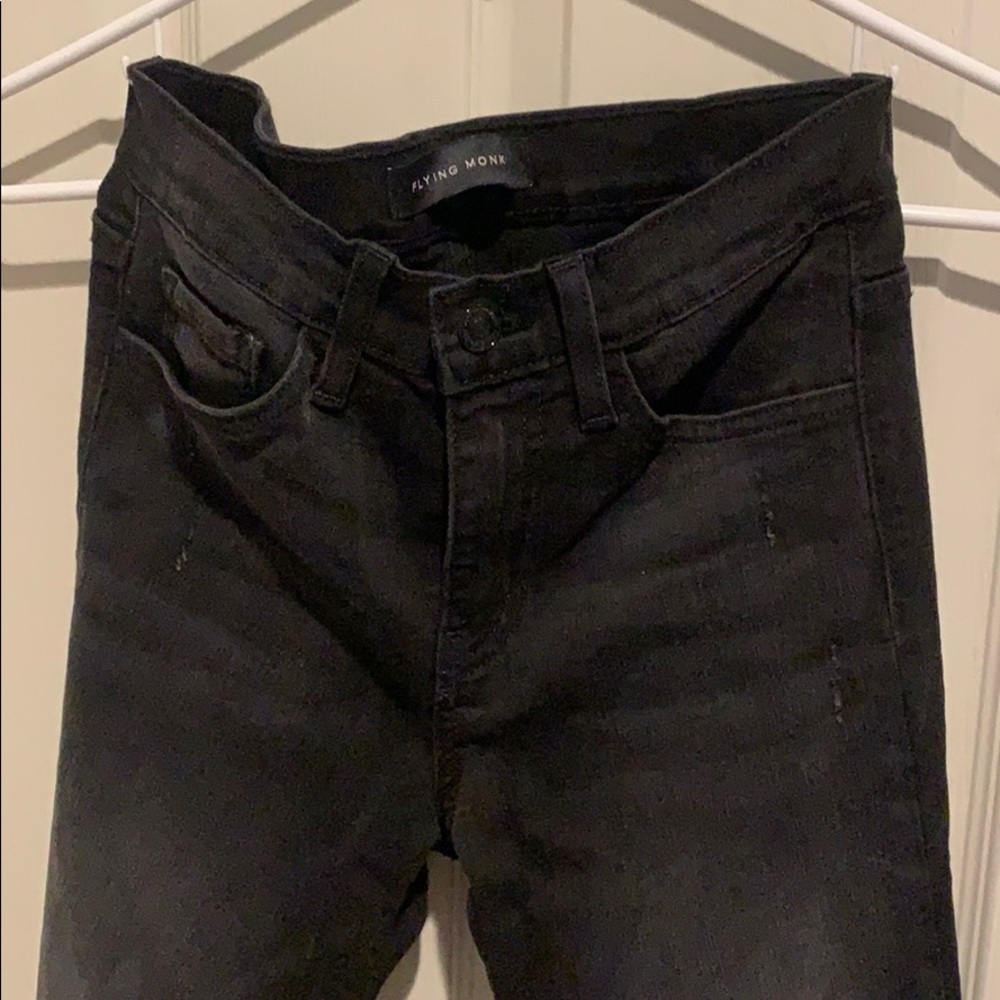 Flying monkey frayed bottom jeans